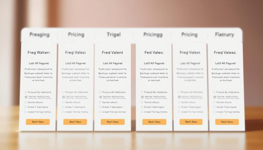 A modern website builder interface displaying a grid of pricing plans, each with a clear visual representation, succinct description, and prominent call-to-action buttons. The foreground features the plan details in a minimalist, elegant layout with subtle depth of field. The middle ground showcases intuitive icons and graphics conveying the key features of each plan. The background is a soft, blurred gradient in soothing shades that complement the branding, creating a harmonious and inviting atmosphere. Soft, directional lighting illuminates the plans, emphasizing their clarity and drawing the viewer's attention. The overall composition is balanced, visually appealing, and optimized for easy comprehension of the website builder's pricing structure. A modern website builder interface displaying a grid of pricing plans, each with a clear visual representation, succinct description, and prominent call-to-action buttons. The foreground features the plan details in a minimalist, elegant layout with subtle depth of field. The middle ground showcases intuitive icons and graphics conveying the key features of each plan. The background is a soft, blurred gradient in soothing shades that complement the branding, creating a harmonious and inviting atmosphere. Soft, directional lighting illuminates the plans, emphasizing their clarity and drawing the viewer's attention. The overall composition is balanced, visually appealing, and optimized for easy comprehension of the website builder's pricing structure.