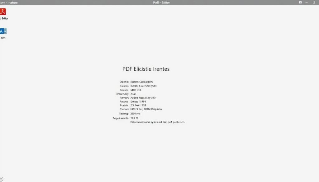 A sleek, minimalist desktop interface showcases the essential system requirements for Foxit PDF Editor. In the foreground, a clean, monochrome display presents the key hardware and software specifications, with clear, concise typography. The middle ground features neatly organized information on operating system compatibility, processor, memory, and storage requirements, conveying a sense of technical precision. The background subtly fades into a soft, neutral tone, allowing the system details to take center stage and providing a visually pleasing, distraction-free environment. Subtle shadows and gentle highlights add depth and dimension, creating a professional, high-quality appearance suitable for the "System Requirements and Installation" section of the article.