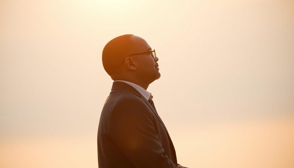 A serene and contemplative portrait of Michael McAfee, the esteemed president of PolicyLink, standing at the helm of the organization. Bathed in warm, golden light, he gazes thoughtfully into the distance, exuding a sense of quiet determination. The background is softly blurred, drawing the viewer's focus to his tranquil presence, symbolizing the transformative leadership he has brought to PolicyLink. The composition is elegant, with a clean, minimalist aesthetic that evokes a sense of gravitas and the profound impact of his vision. The image conveys the spirit of progress, innovation, and a steadfast commitment to advancing economic equity, as embodied by Michael McAfee's transformative tenure at PolicyLink. A serene and contemplative portrait of Michael McAfee, the esteemed president of PolicyLink, standing at the helm of the organization. Bathed in warm, golden light, he gazes thoughtfully into the distance, exuding a sense of quiet determination. The background is softly blurred, drawing the viewer's focus to his tranquil presence, symbolizing the transformative leadership he has brought to PolicyLink. The composition is elegant, with a clean, minimalist aesthetic that evokes a sense of gravitas and the profound impact of his vision. The image conveys the spirit of progress, innovation, and a steadfast commitment to advancing economic equity, as embodied by Michael McAfee's transformative tenure at PolicyLink.