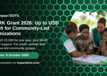 SPARK Grant 2026 featured card, Impact DOTS: community health workers and young women reviewing charts